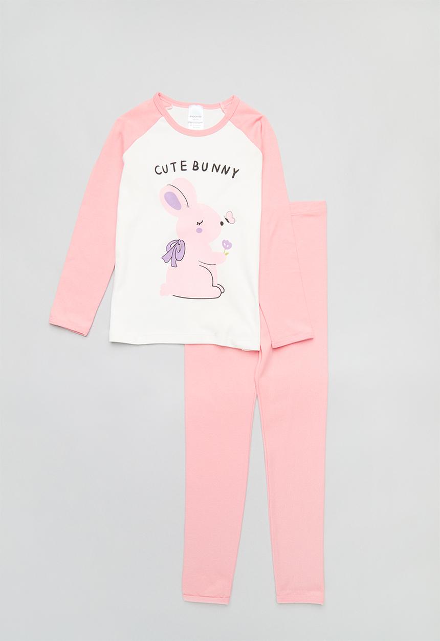 Pop Candy - Printed reglan sleeve pj set - pink