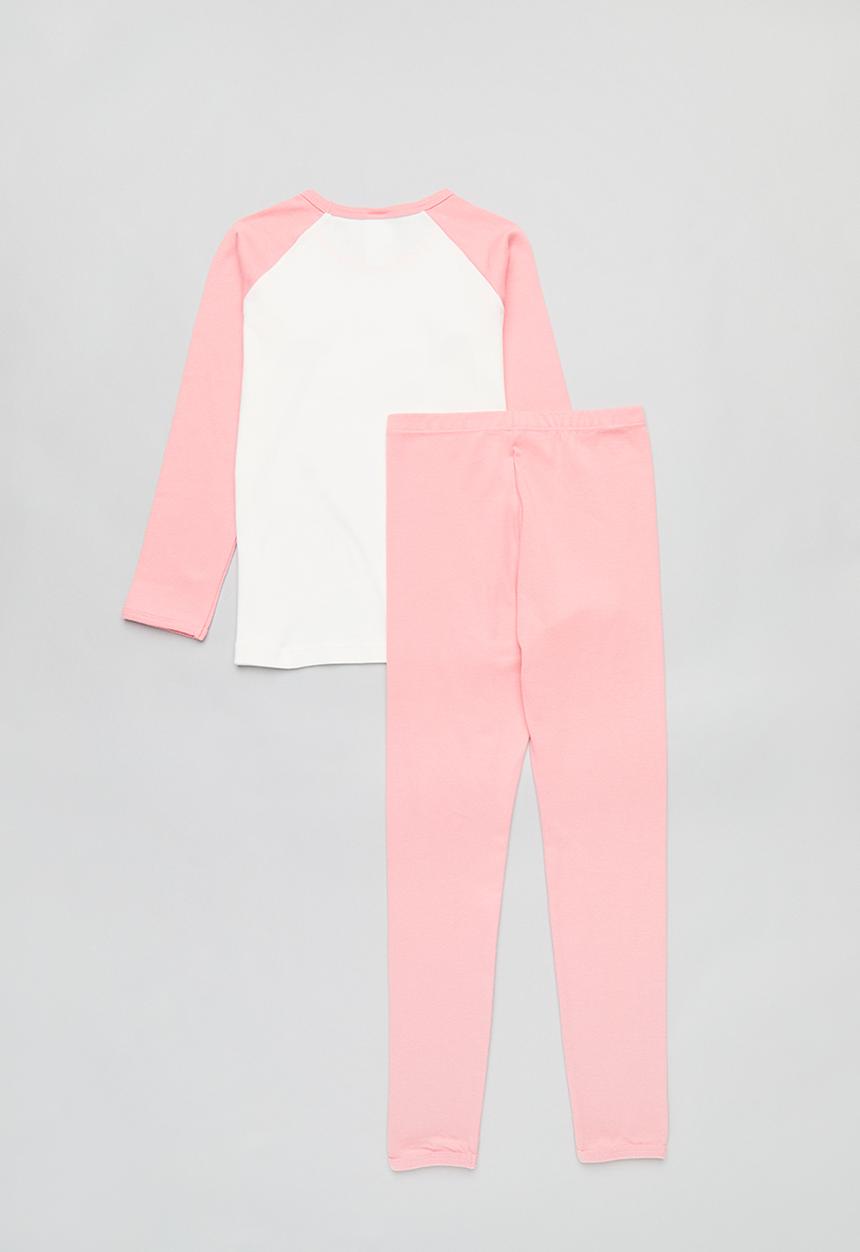Pop Candy - Printed reglan sleeve pj set - pink