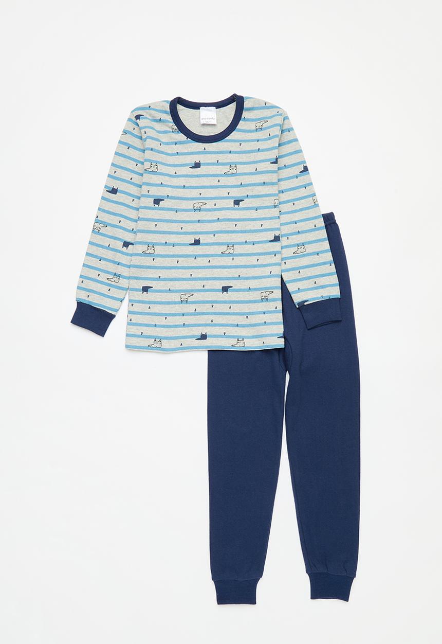 Pop Candy - Striped long sleeve pj set - blue