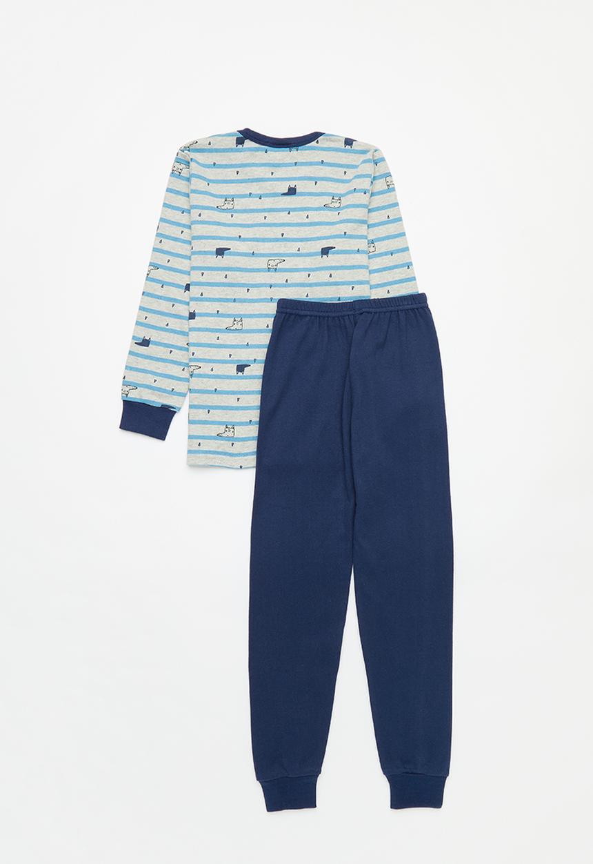 Pop Candy - Striped long sleeve pj set - blue