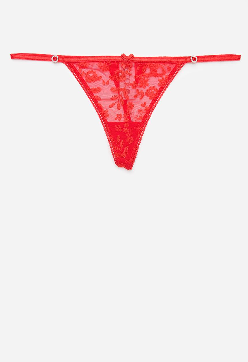 Cotton On - Aurora Lace Tanga G String - Crimson Red