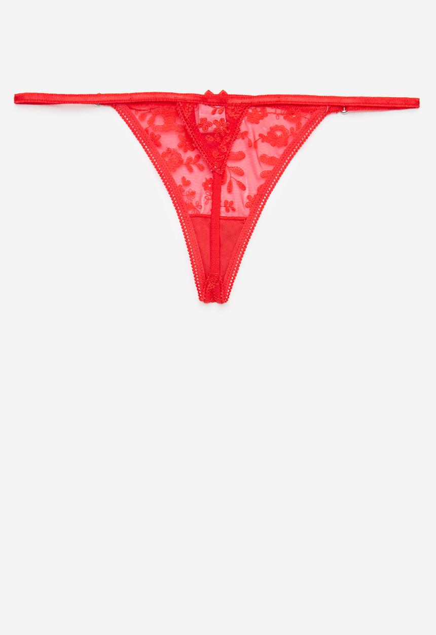 Cotton On - Aurora Lace Tanga G String - Crimson Red