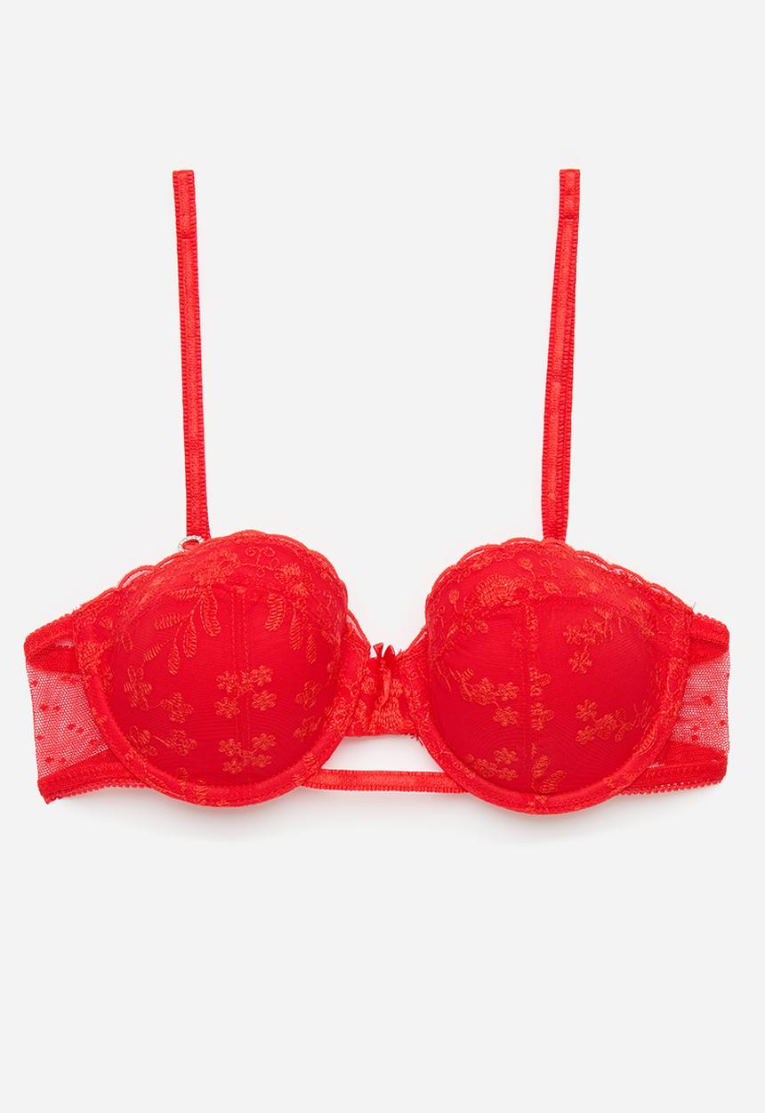 Cotton On - Aurora Lace Contour Bra - Crimson Red