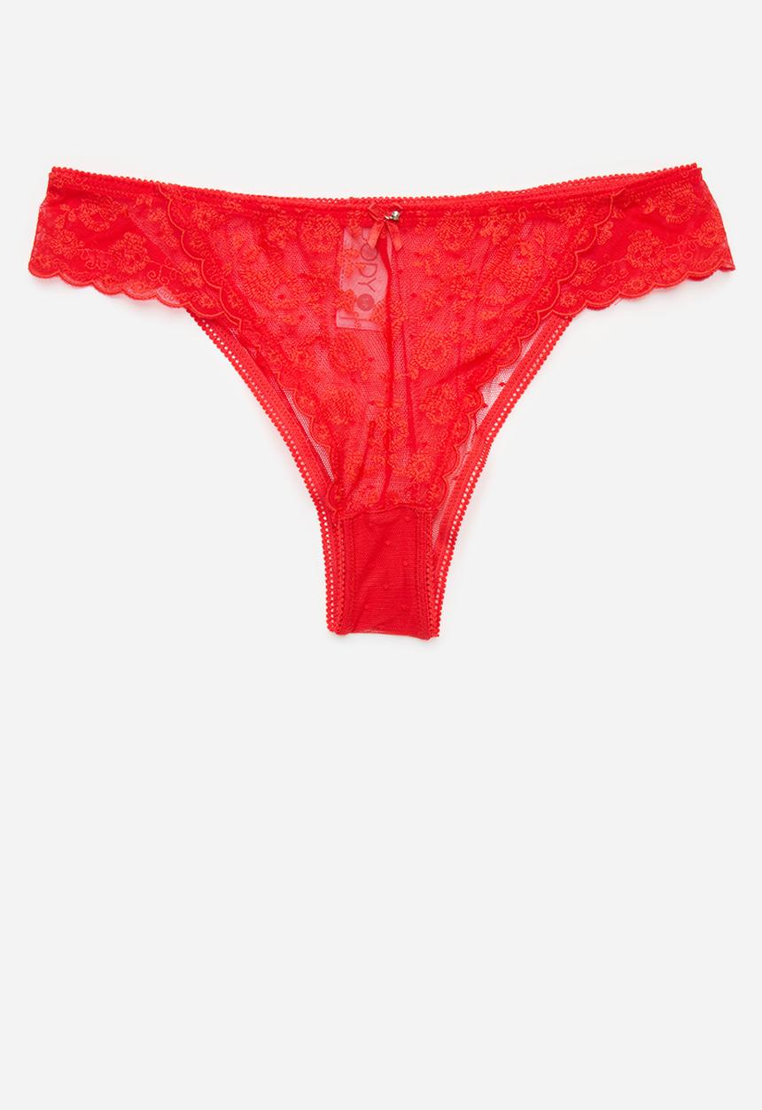 Cotton On - Aurora Lace Brasiliano - Crimson Red