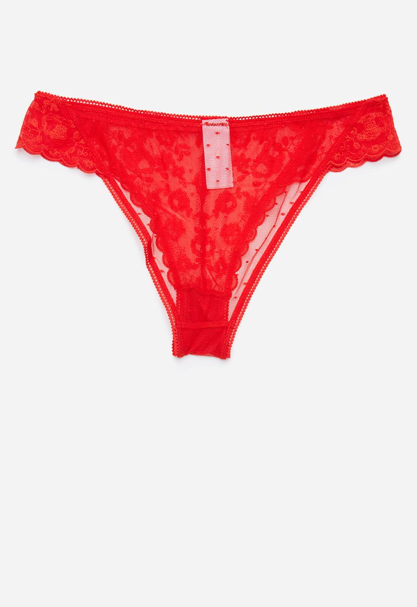 Cotton On - Aurora Lace Brasiliano - Crimson Red