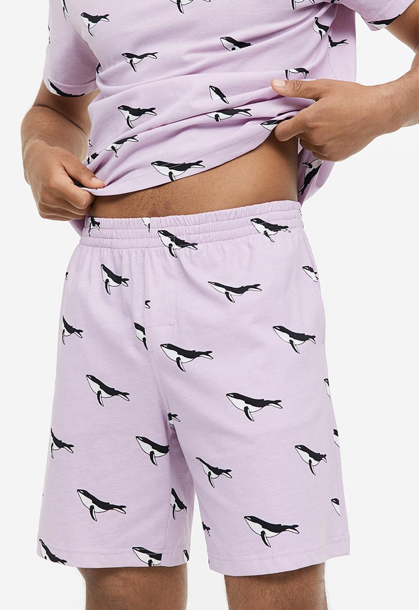 H&M - Regular fit pyjama t-shirt and shorts - light purple orcas -