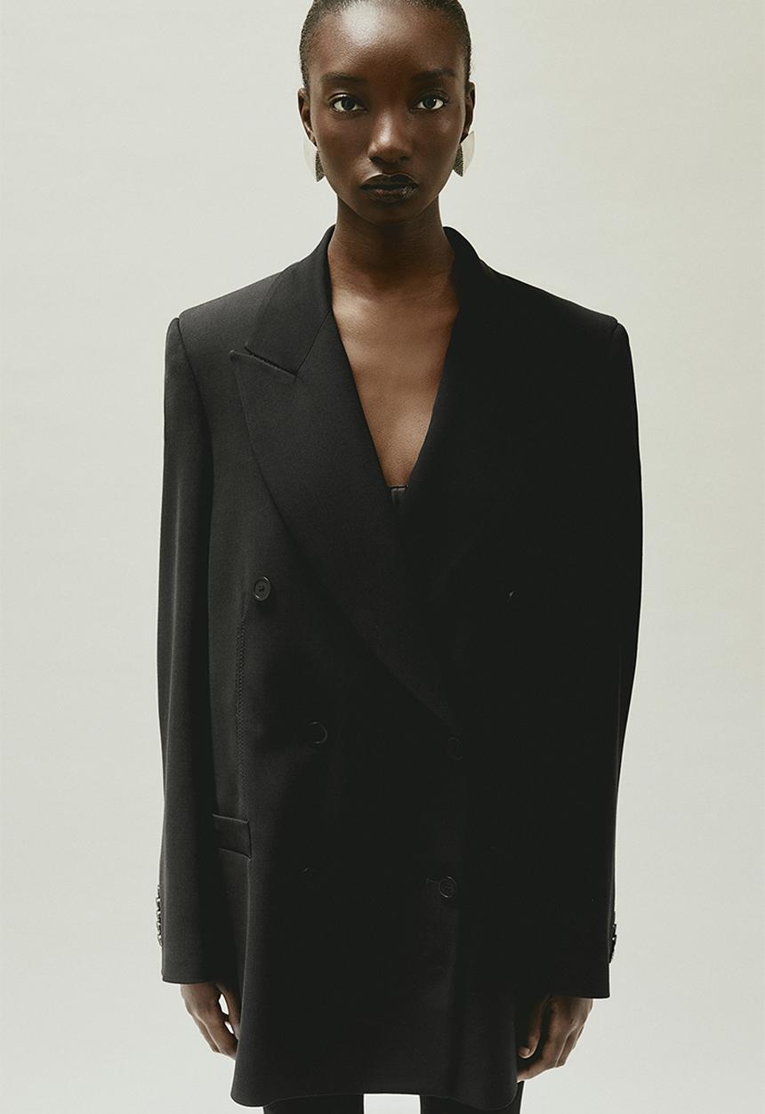 H&M - H&M STUDIO: Oversized wool-blend blazer - black
