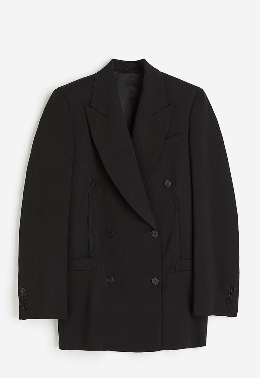H&M - H&M STUDIO: Oversized wool-blend blazer - black