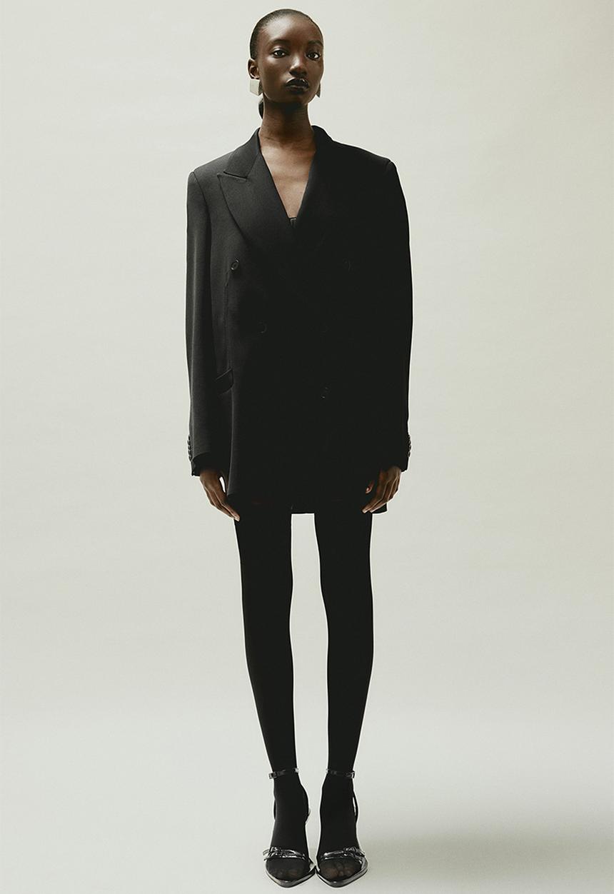 H&M - H&M STUDIO: Oversized wool-blend blazer - black
