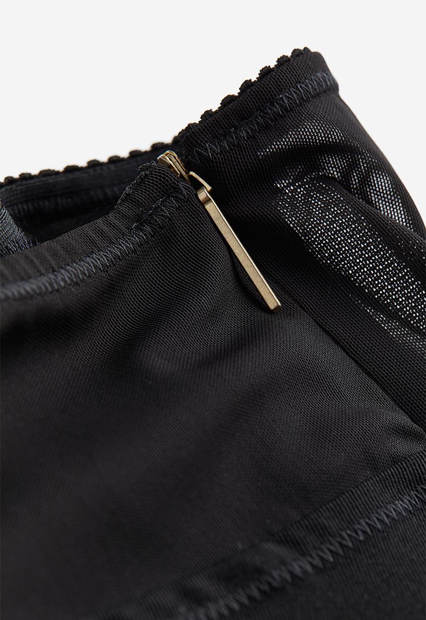 H&M - H&M STUDIO:  Lingerie-detail wool-blend trousers - black