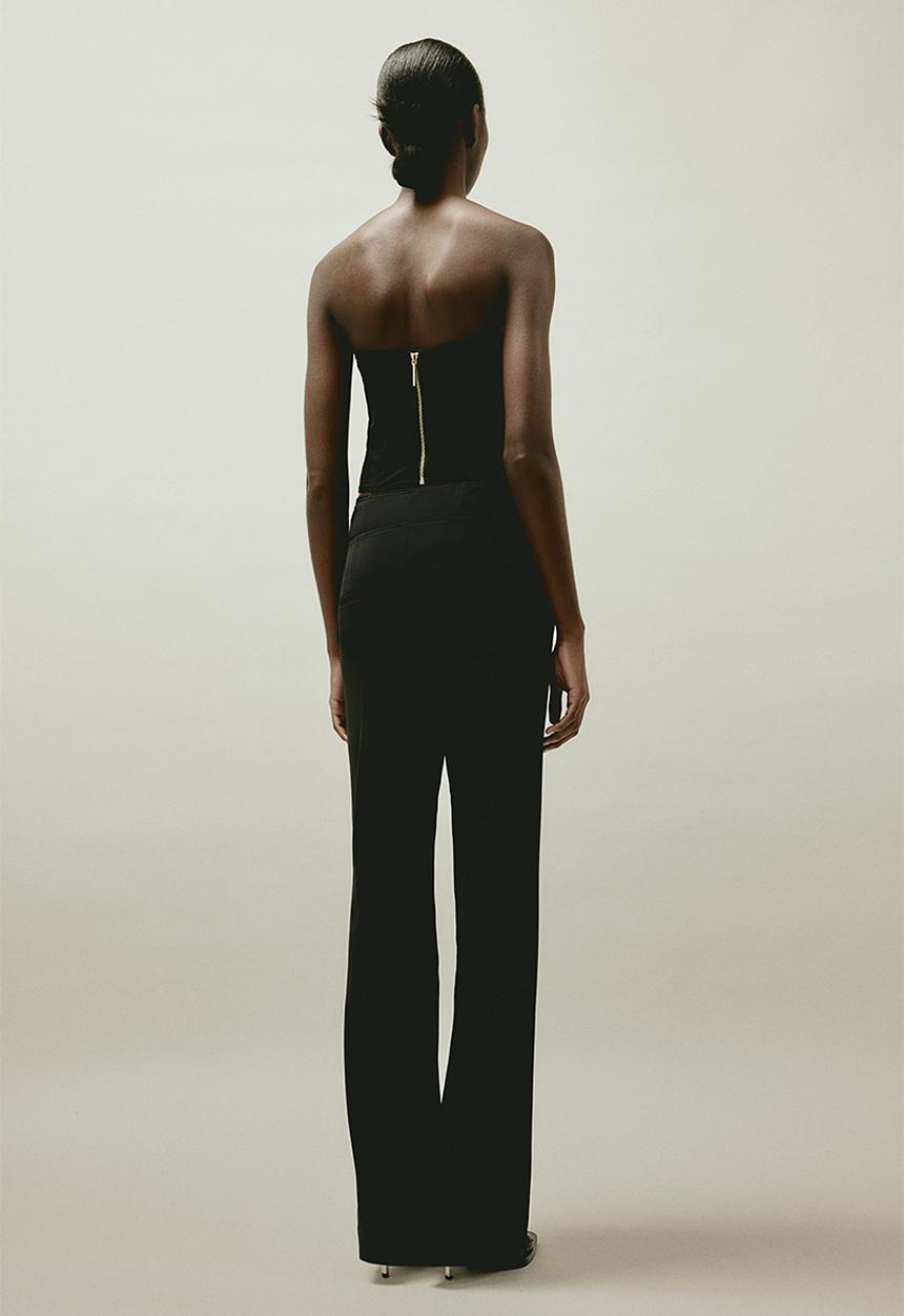 H&M - H&M STUDIO:  Lingerie-detail wool-blend trousers - black