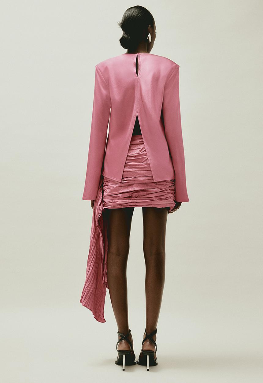 H&M - H&M STUDIO:  Draped silk blouse - pink