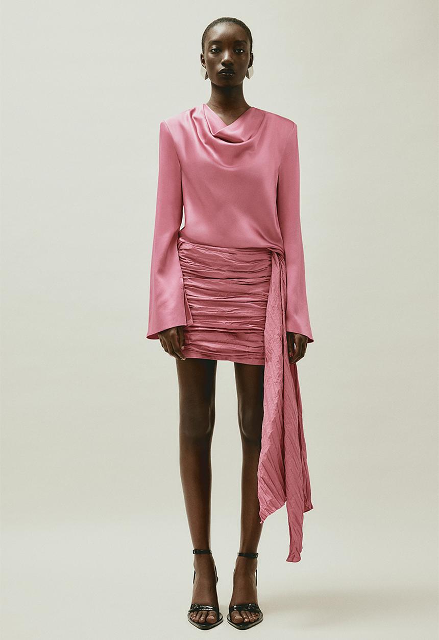 H&M - H&M STUDIO:  Draped silk blouse - pink
