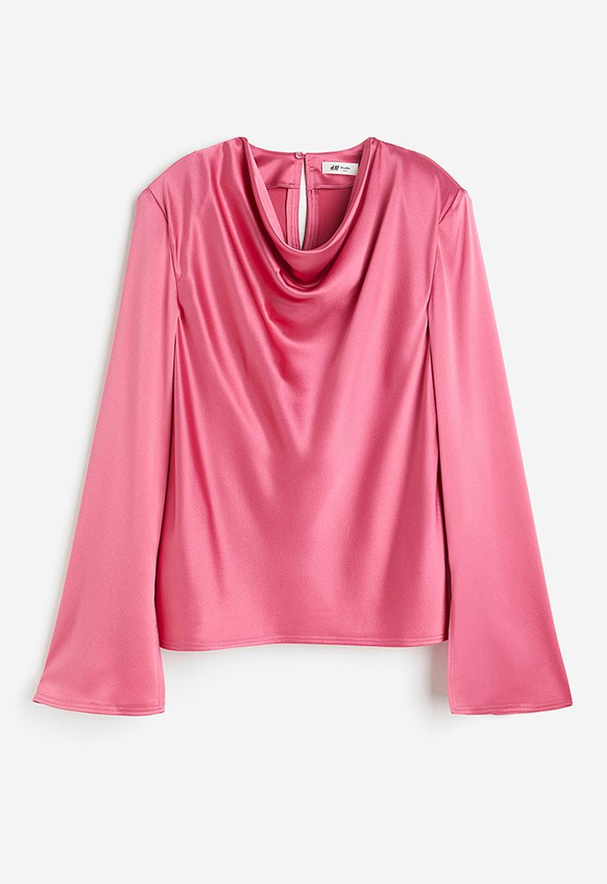 H&M - H&M STUDIO:  Draped silk blouse - pink