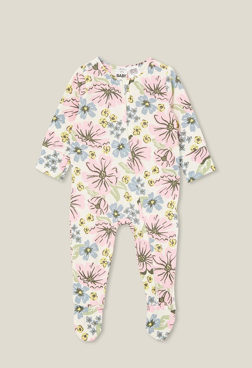 Cotton On - The long sleeve zip romper - vanilla/shae floral