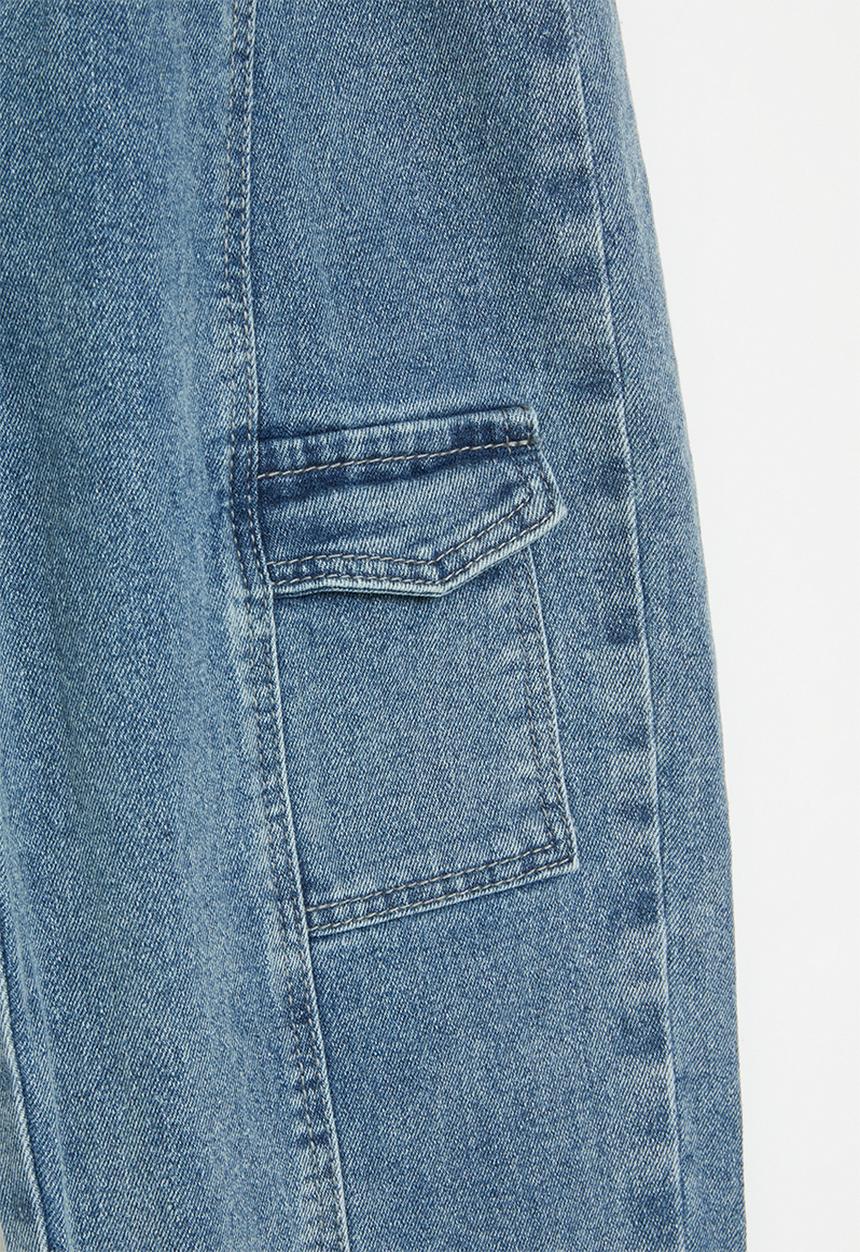 Pop Candy - Denim cuff pants - stone wash