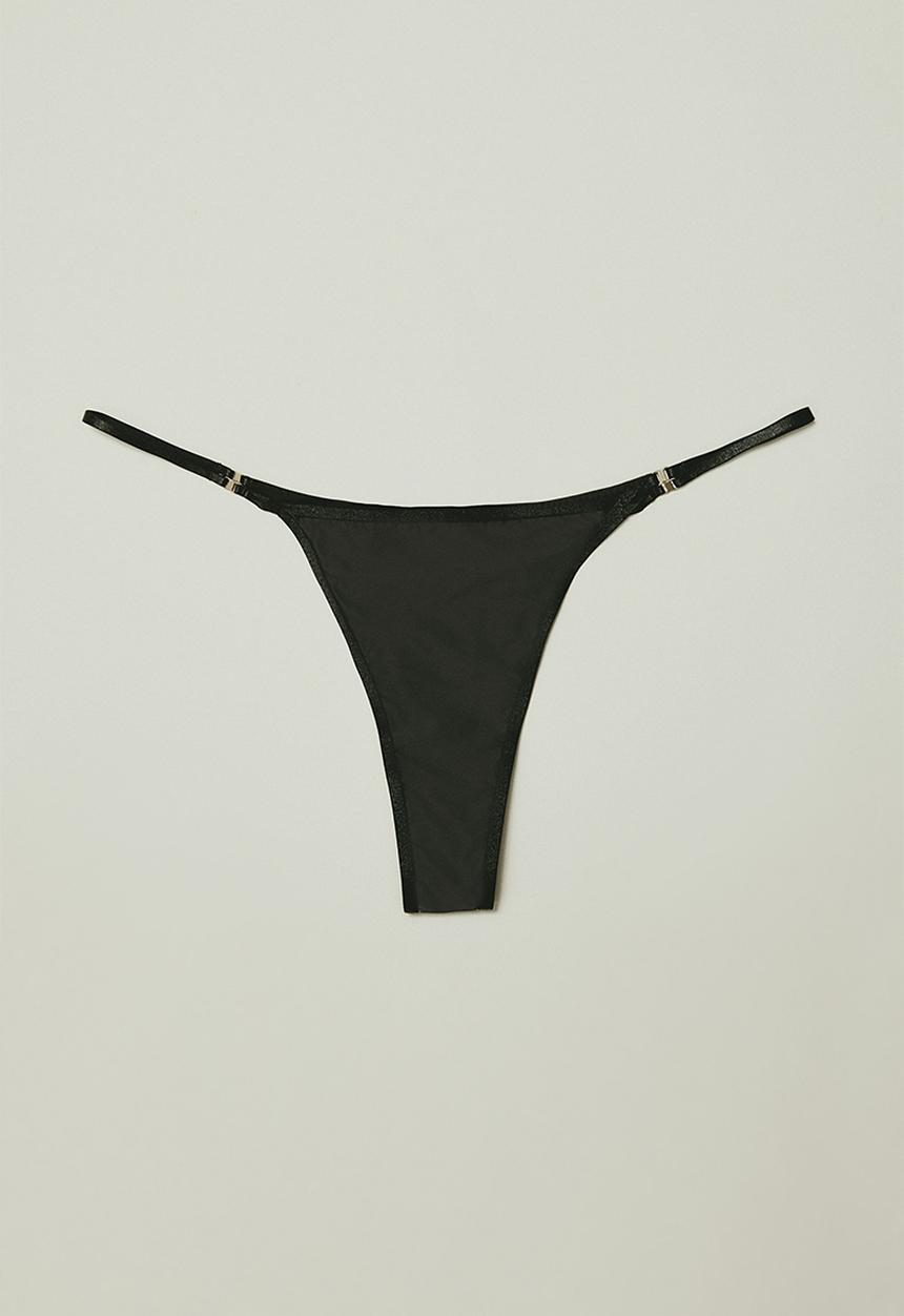H&M - H&M STUDIO: Satin tanga briefs - black