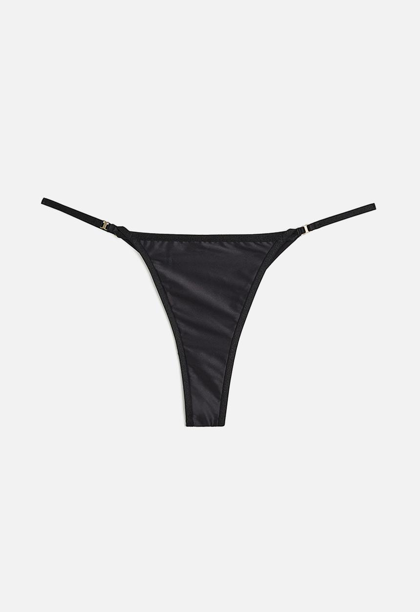 H&M - H&M STUDIO: Satin tanga briefs - black