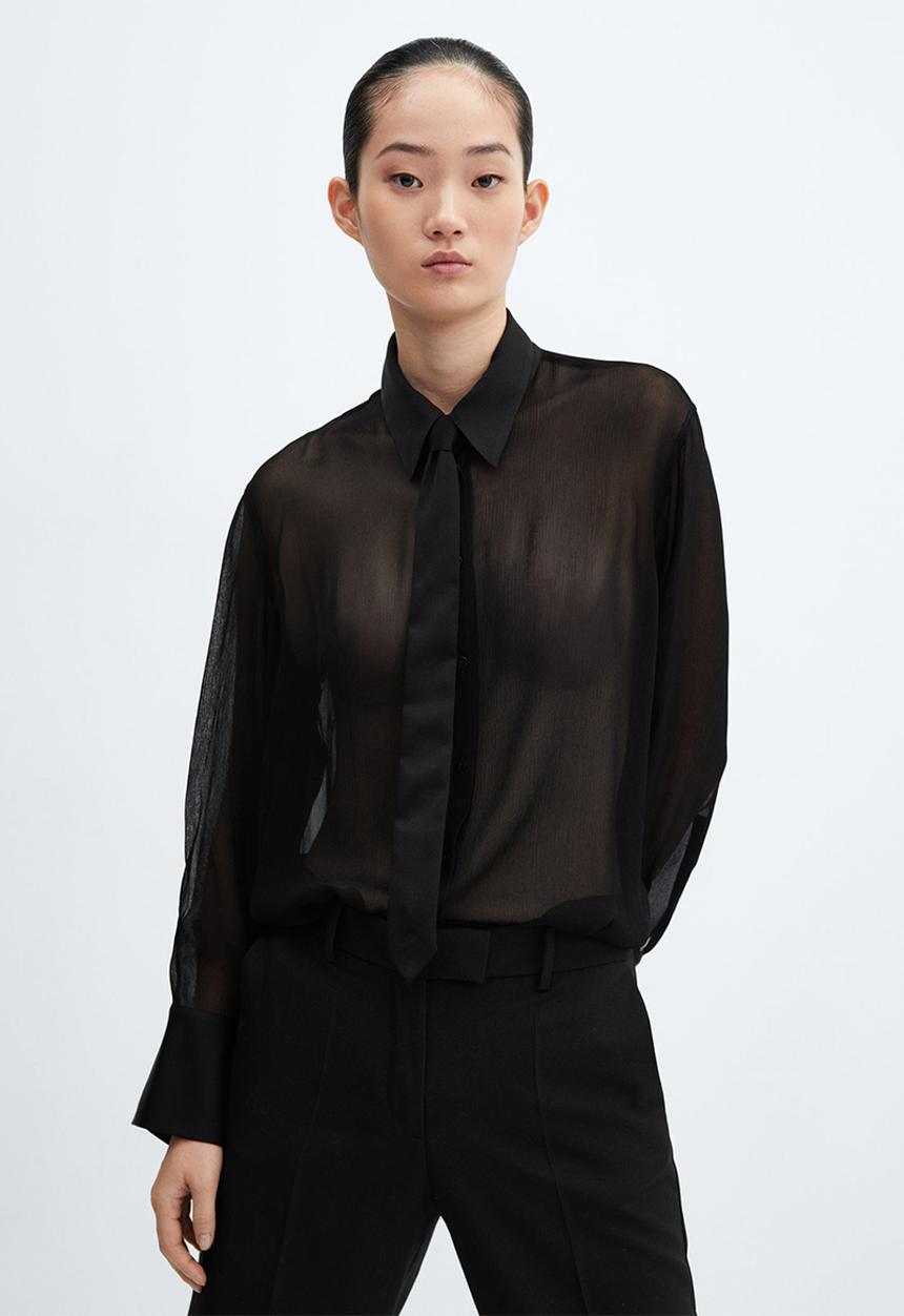 MANGO - Shirt blacky - black