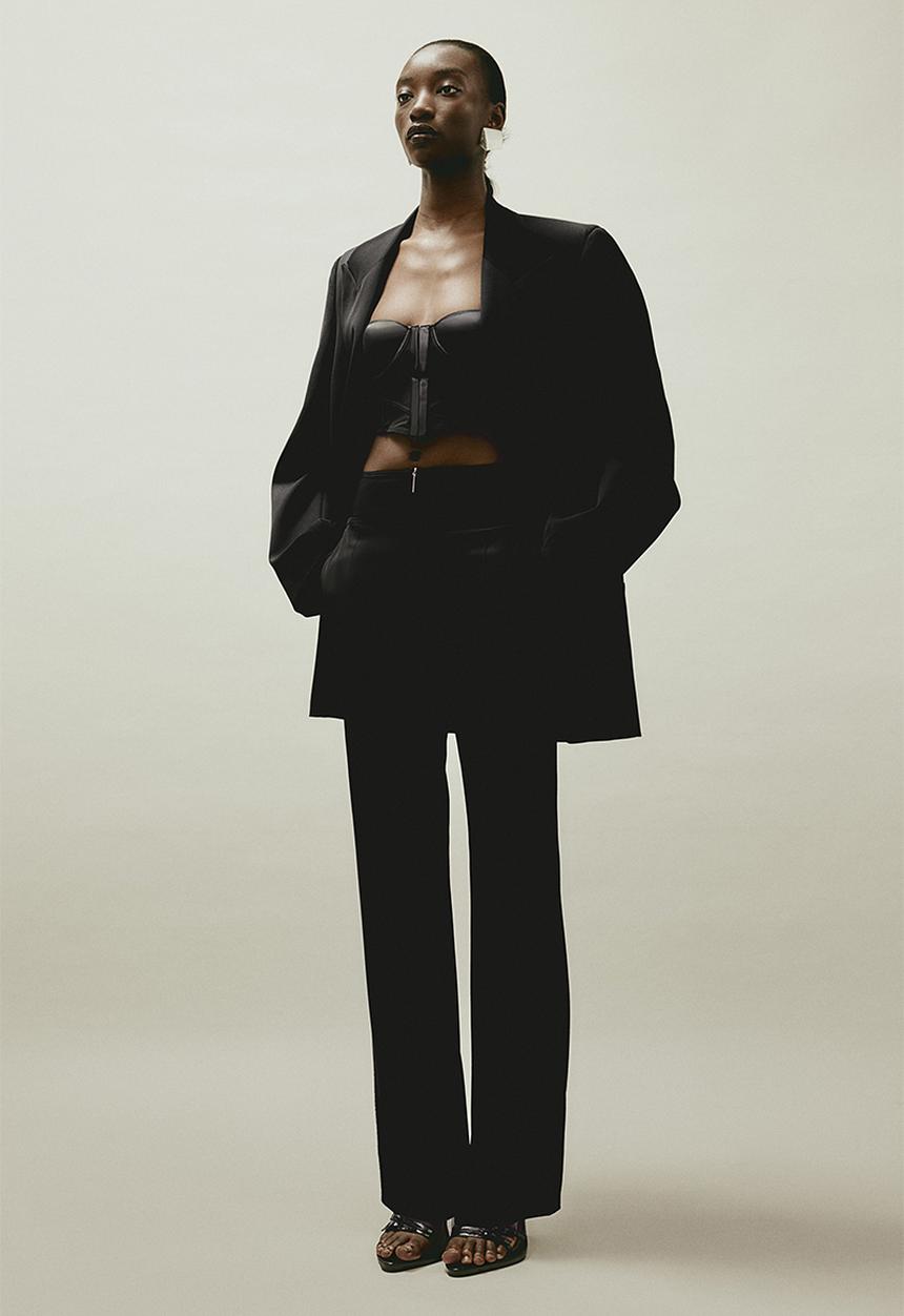 H&M - H&M Studio: Satin and mesh bustier - black