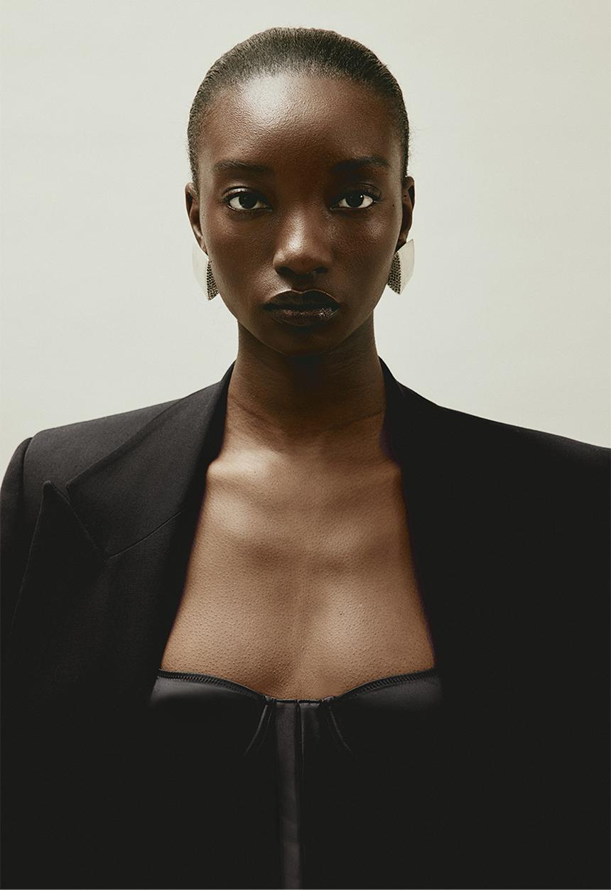 H&M - H&M Studio: Satin and mesh bustier - black