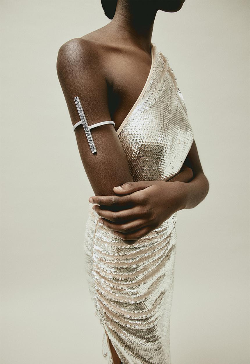 H&M - H&M Studio: Rhinestone-embellished arm cuff - silver-coloured 