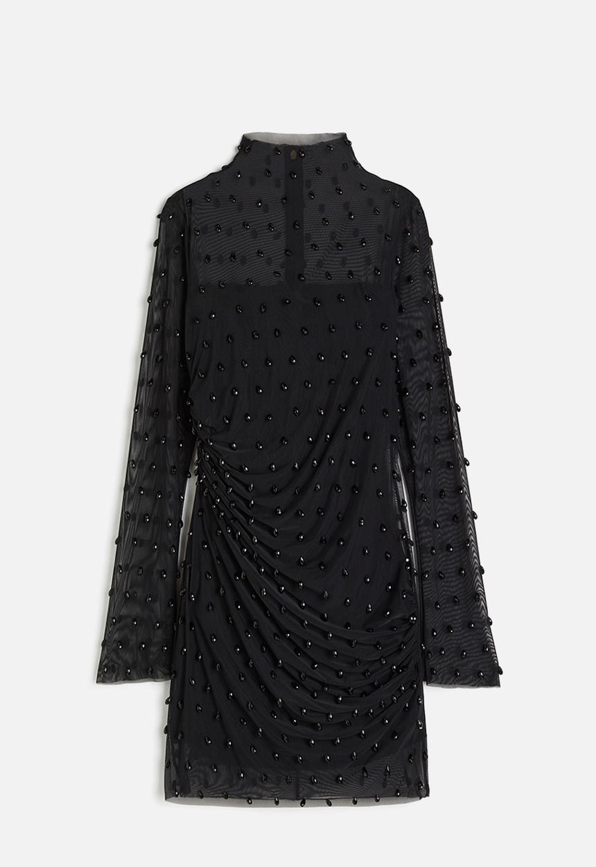 H&M - H&M STUDIO: Sheer beaded dress - black