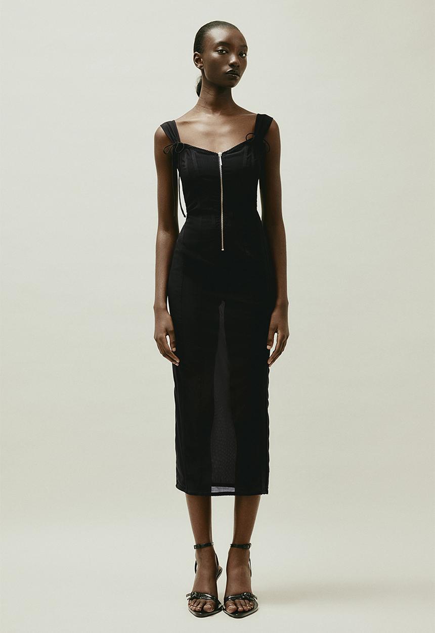 H&M - H&M STUDIO: Sheer corset-style dress - black