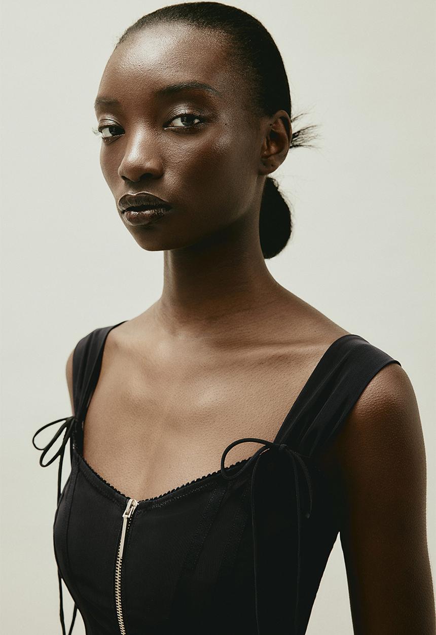 H&M - H&M STUDIO: Sheer corset-style dress - black