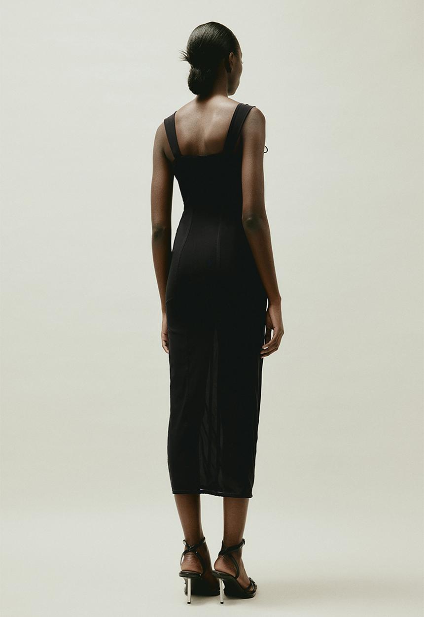 H&M - H&M STUDIO: Sheer corset-style dress - black