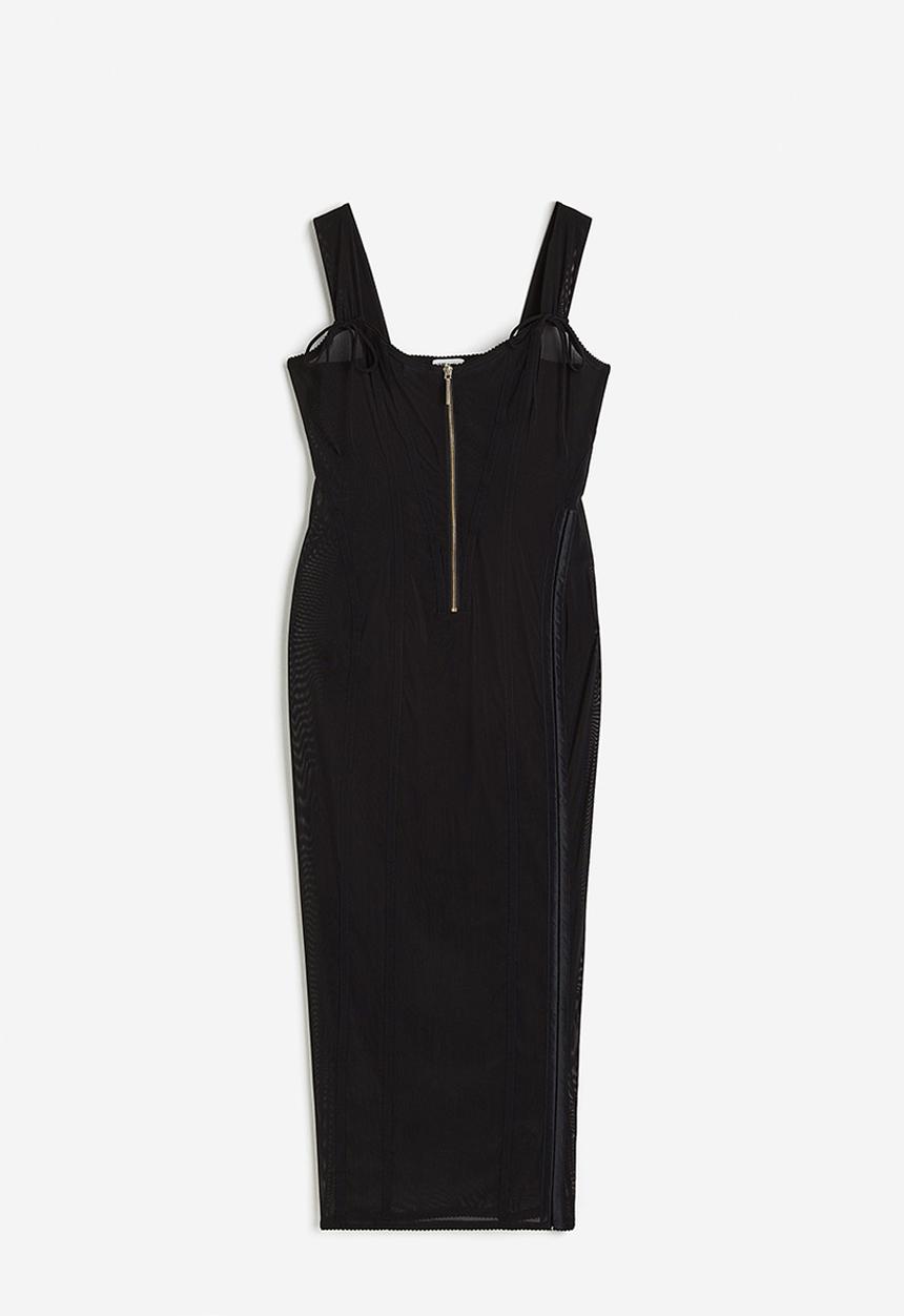 H&M - H&M STUDIO: Sheer corset-style dress - black