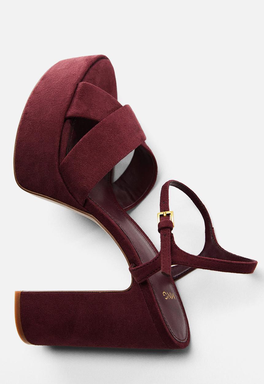 MANGO - Cru platform sandal - dark red