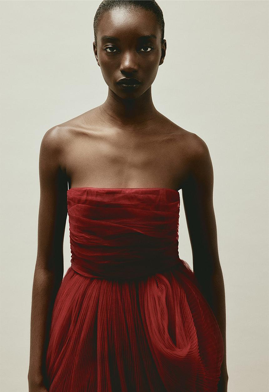 H&M - H&M Studio: Voluminous tulle dress - dark red