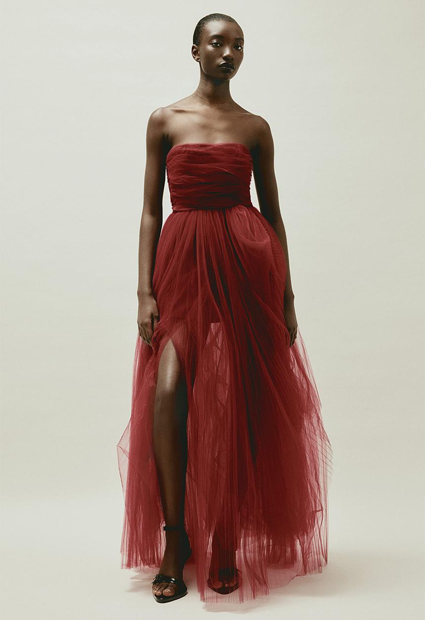 H&M - H&M Studio: Voluminous tulle dress - dark red