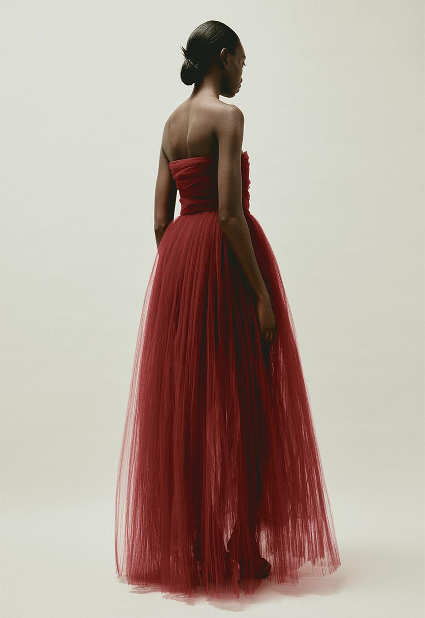 H&M - H&M Studio: Voluminous tulle dress - dark red