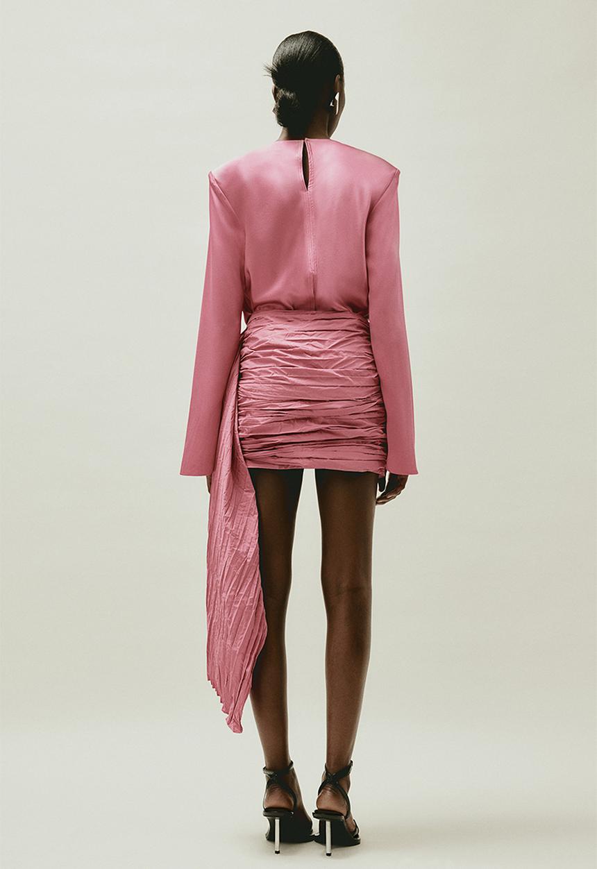 H&M - H&M STUDIO: Train-detail gathered mini skirt - pink