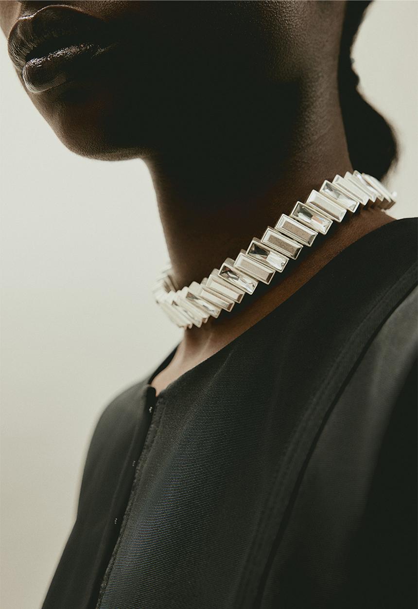 H&M - H&M Studio: Sparkling stone-embellished short necklace - silver