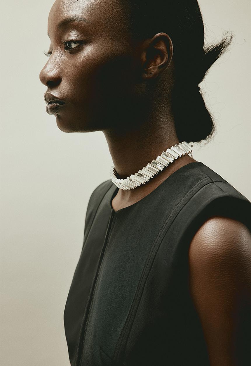 H&M - H&M Studio: Sparkling stone-embellished short necklace - silver