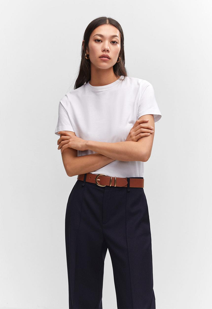 MANGO - Trousers maketa - navy