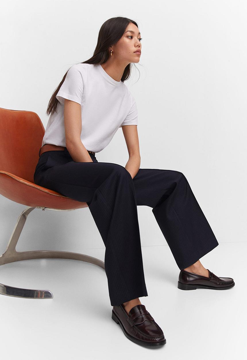 MANGO - Trousers maketa - navy