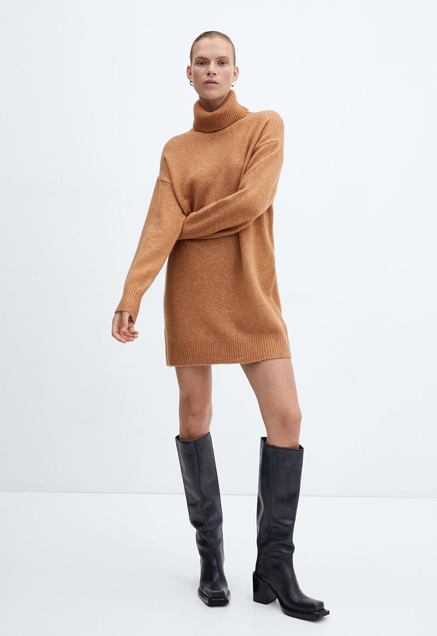MANGO - Dress Taldora - Mid-Beige