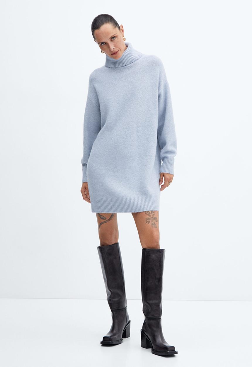 MANGO - Dress Taldora - Mid-Blue