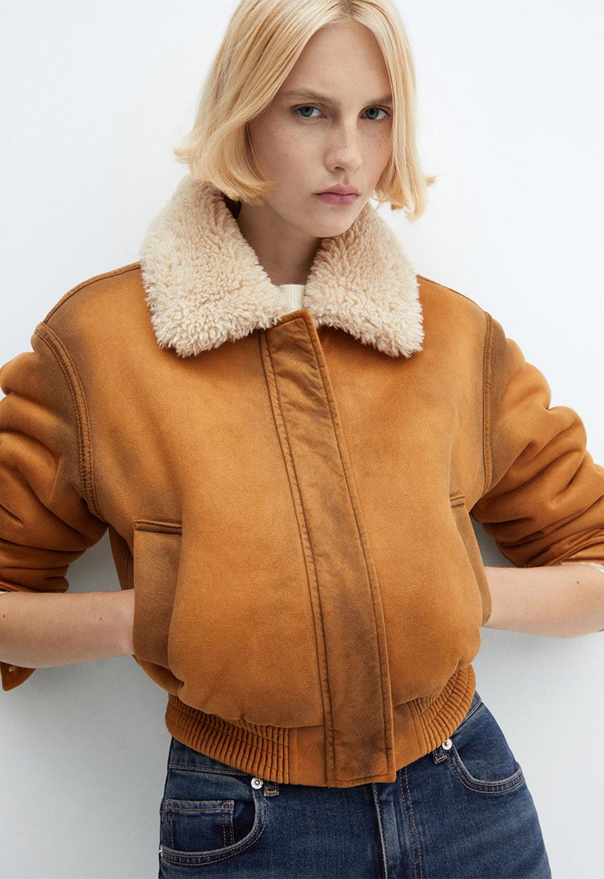 MANGO - Jacket Aviator - Mid-Beige