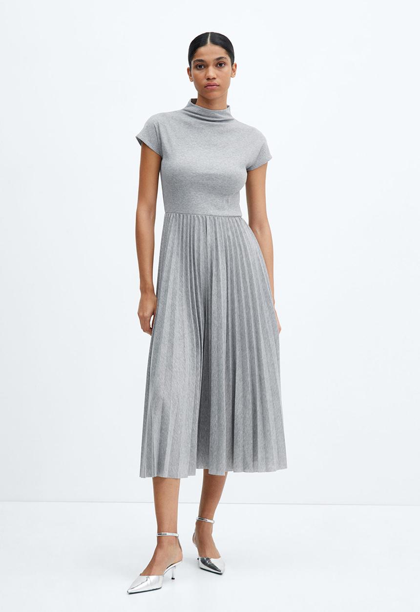 MANGO - Dress Latte-A - Light Pastel Grey