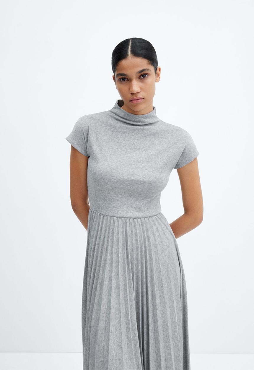MANGO - Dress Latte-A - Light Pastel Grey