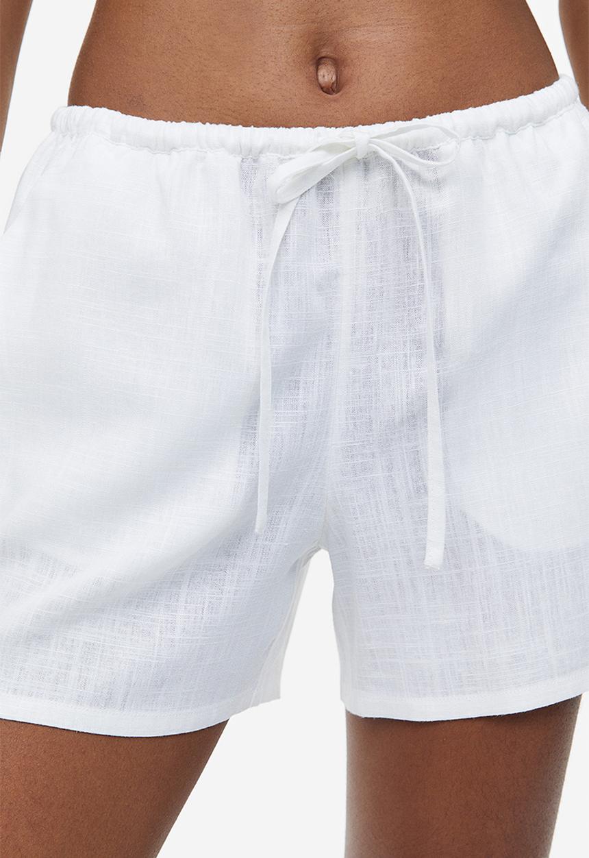 H&M - Linen-blend pull-on shorts - white