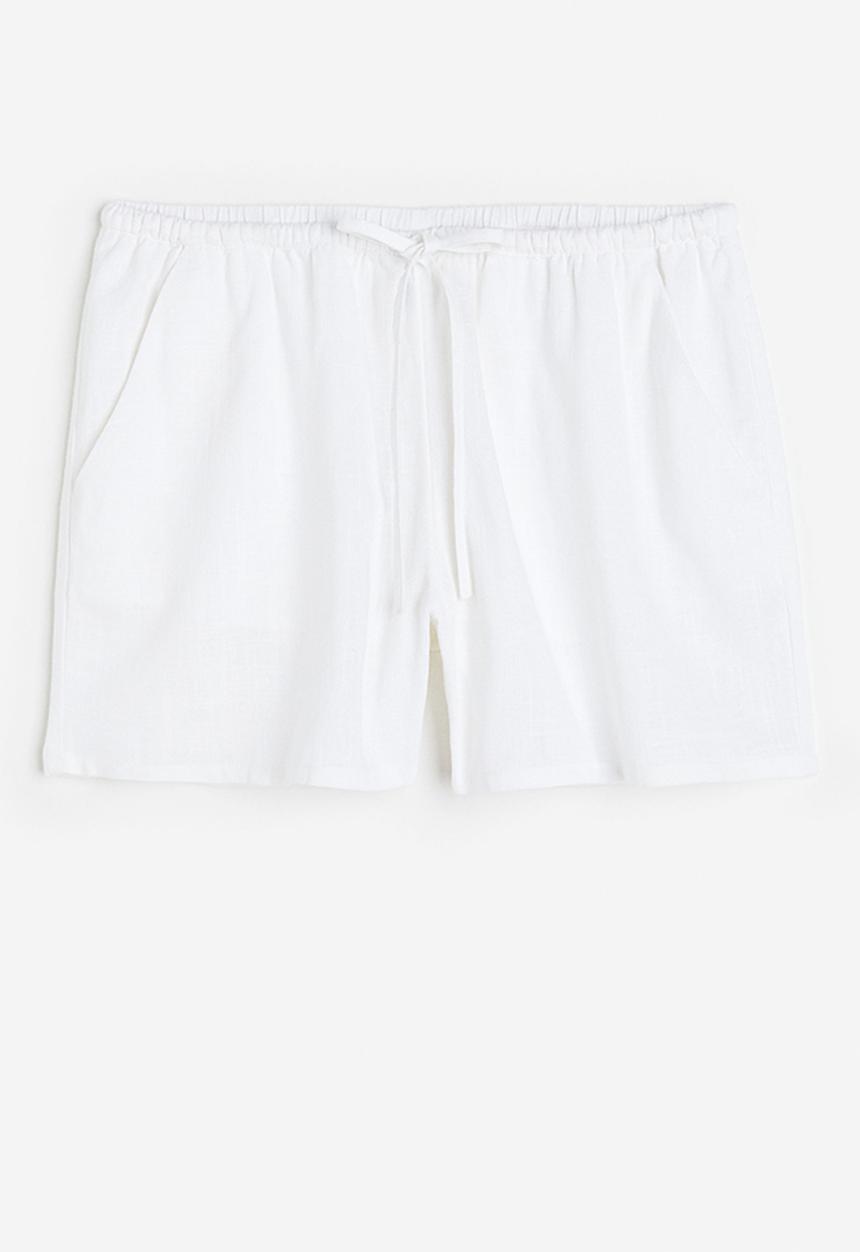 H&M - Linen-blend pull-on shorts - white
