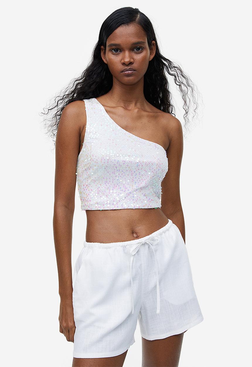 H&M - Linen-blend pull-on shorts - white