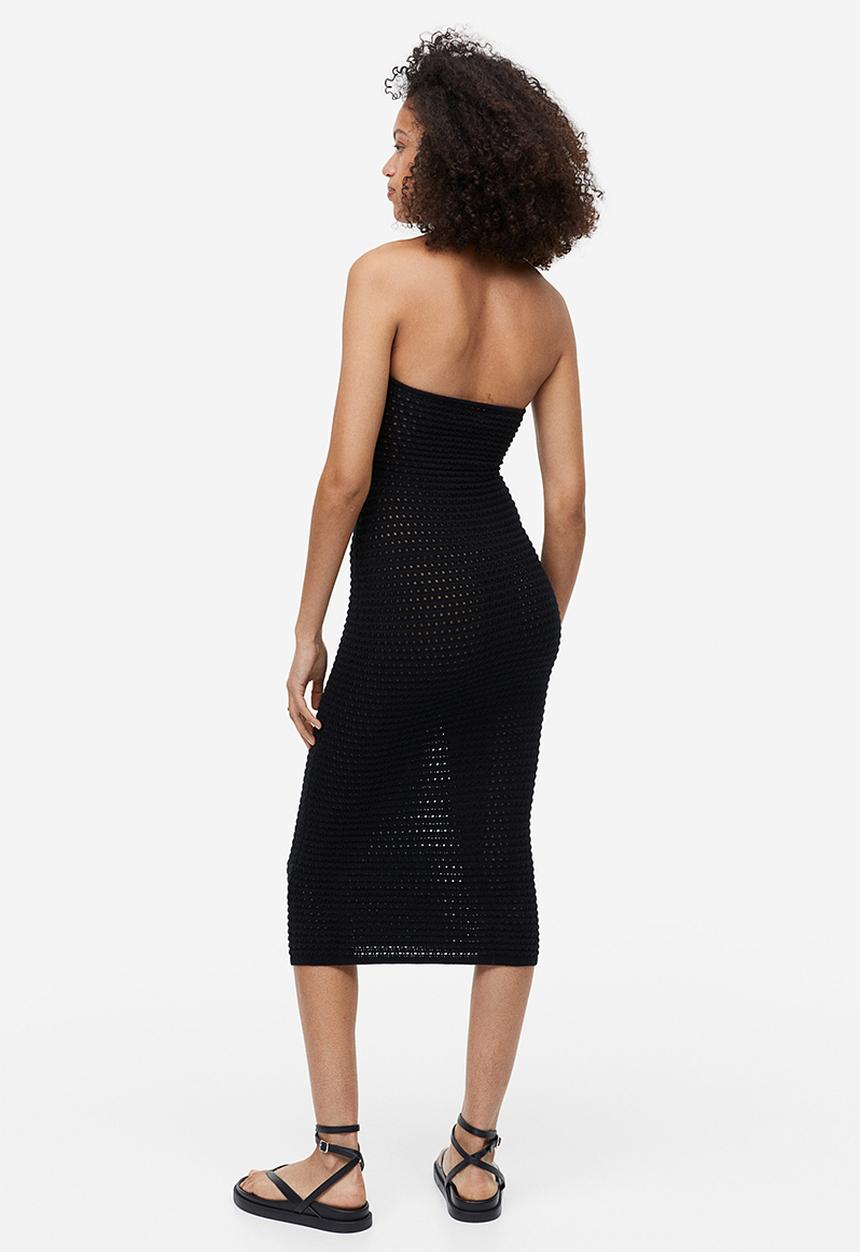 H&M - Crochet-look halterneck dress - black