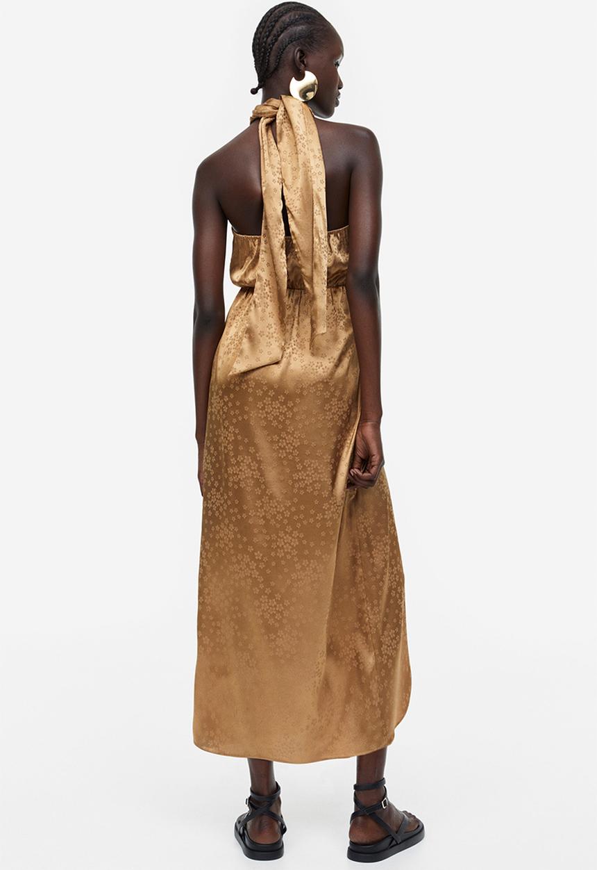 H&M - Halterneck wrap dress - dark beige